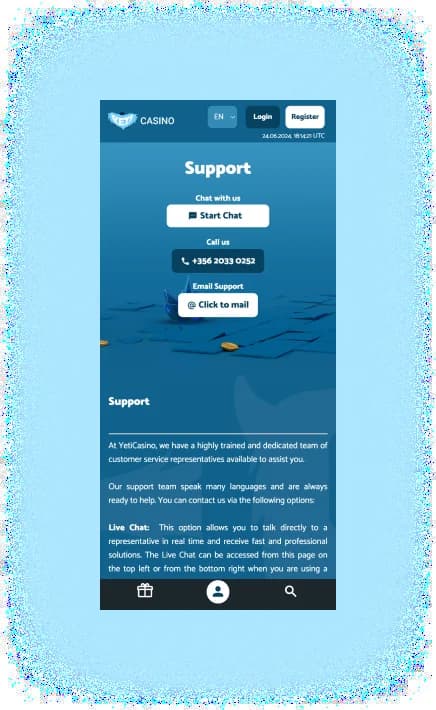 Yeti Casino Support