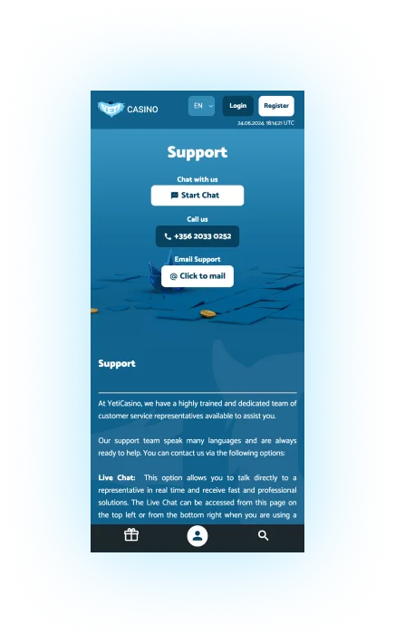 Yeti Casino Support